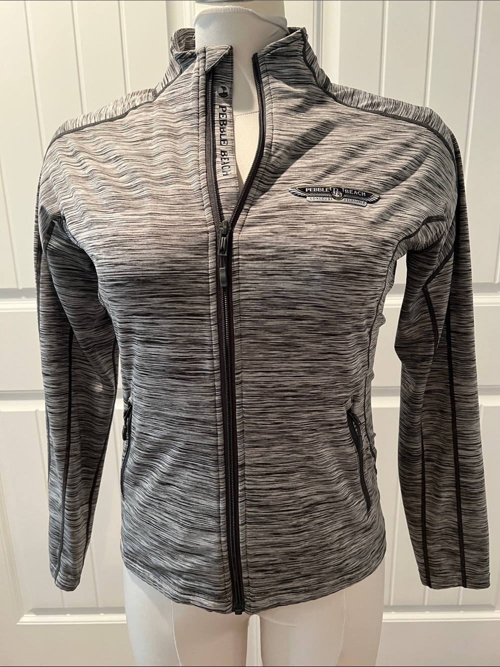 Pebble Beach Women's Gray Space-Dye Full-Zip Bomber Jacket